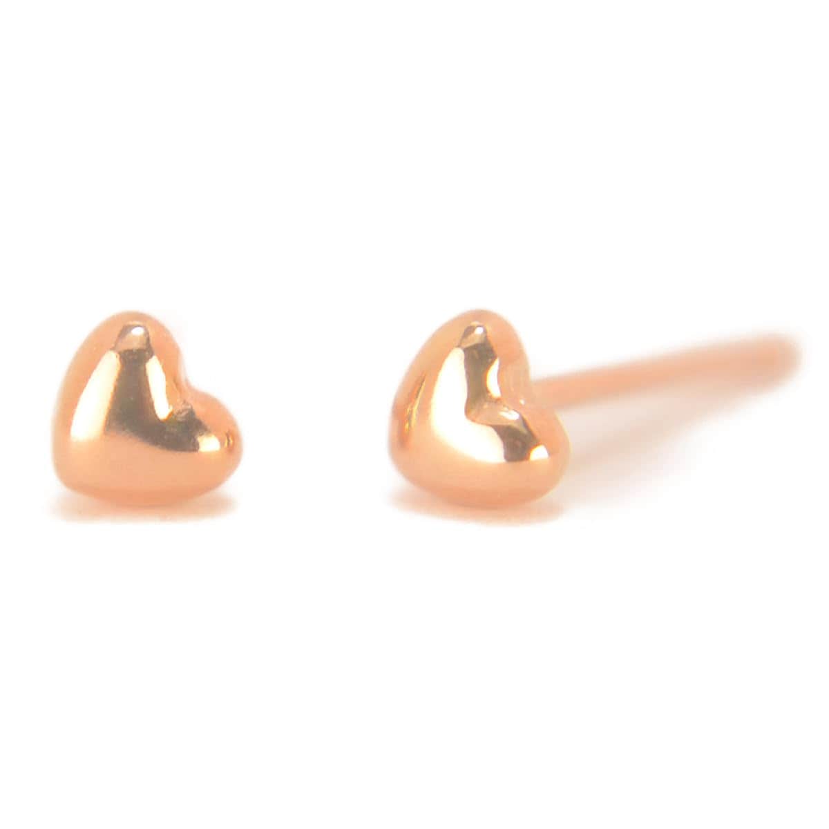 K18PGピンクゴールドハートピアス 3mm 1ペア両耳販売 18金 ニッケルフリー yokomountain (ダブルロックキャッチ)