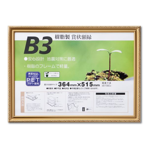 樹脂製 金色賞状額 金消‐R SP B3 収納寸法：364x515mm