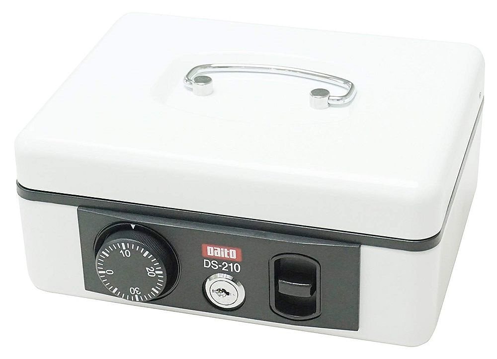 （まとめ買い）ダイト 手提げ金庫 ホワイト DS-210W [x3]その他