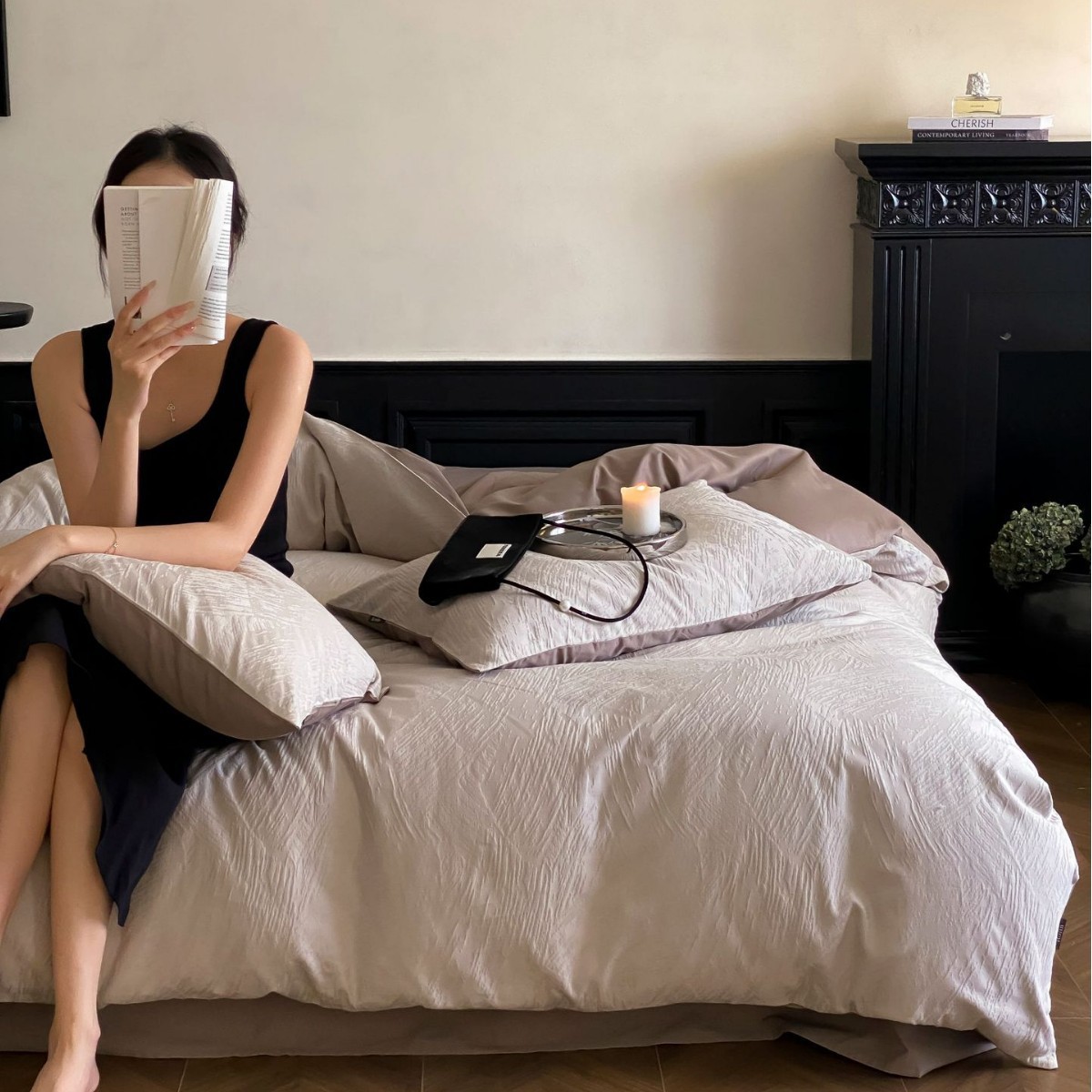 月島弥生丨全綿A類色織空気大ジャカード研磨毛厚め4点セット60 s純綿親肌布団カバー 8,415円