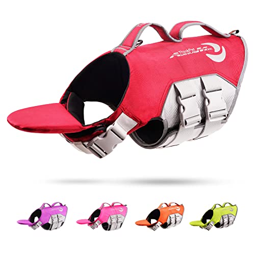 ペットライフジャケット 水泳用ライフジャケット 高密度 水遊び 浮力が優れる 犬の安全に守る ナイロン レッド Sサイズ (x 1)