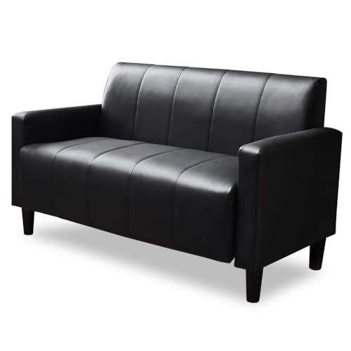アイリスプラザ ソファ 2人掛け 幅113cm 高さ12cm ロボット掃除機も通れる かんたん組立 1人用にも ブラック レザー PVS-2P