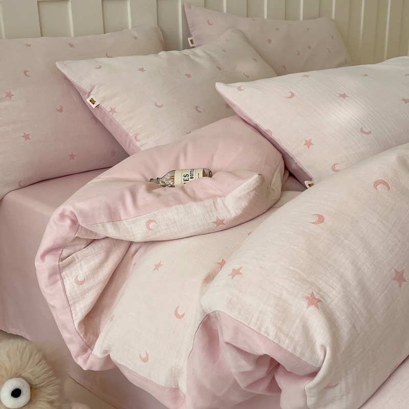 クラスaの母親と赤ちゃんピュアコットンエアロビック二重層のしわ糸4ピースの女の子の心の4ピースセットコットンカラージャック春の春と夏の寝具
