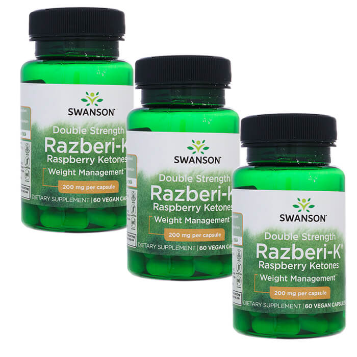 ラズベリーケトン 60錠 3本 スワンソン Swanson Razberi-K200mg ダイエット 日時指定不可　国際郵便書留発送