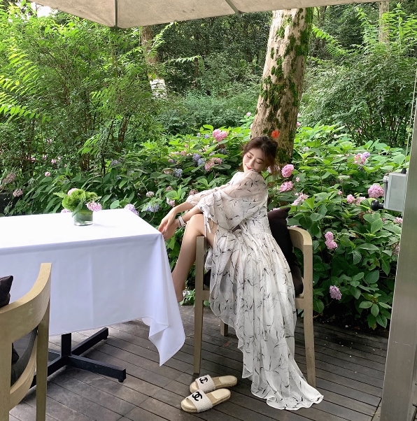 レディース ワンピース ロング 長袖 ボリューム袖 フレア ラップ ウエストマーク シアー かわいい 大人可愛い きれいめ シンプル 上品 おしゃれ こなれ感 ガーリー 個性的 モダン 主役級