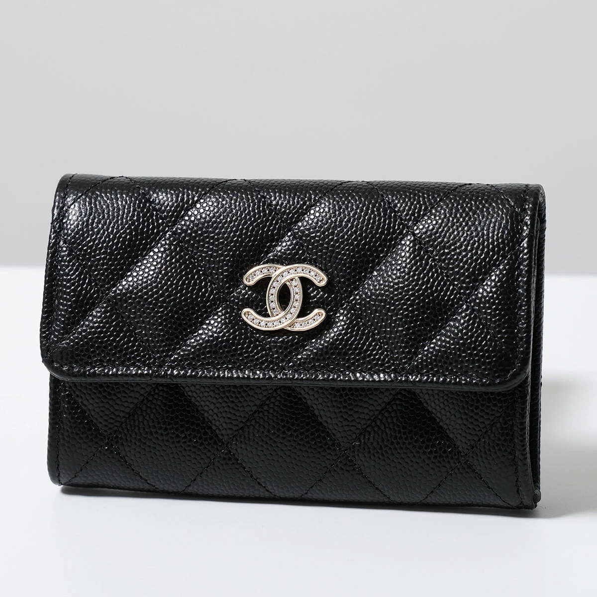 CHANEL シャネル コインケース MATELASSE マトラッセ AP4819 B21476 レディース レザー カードケース フラップ ミニ財布 クリスタル ココマーク