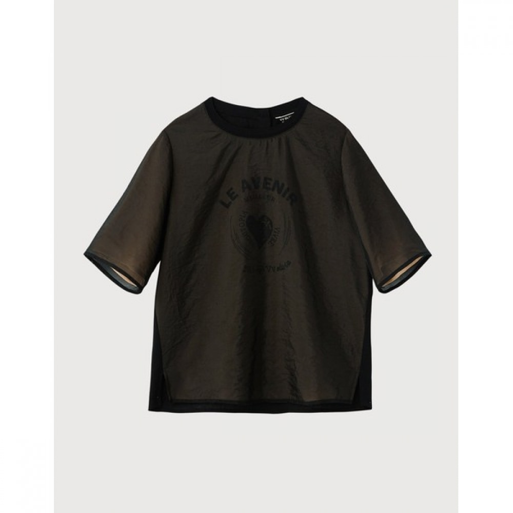 [オリビアローレン] オーガンザプリントブラウス_VVCNS4M5166