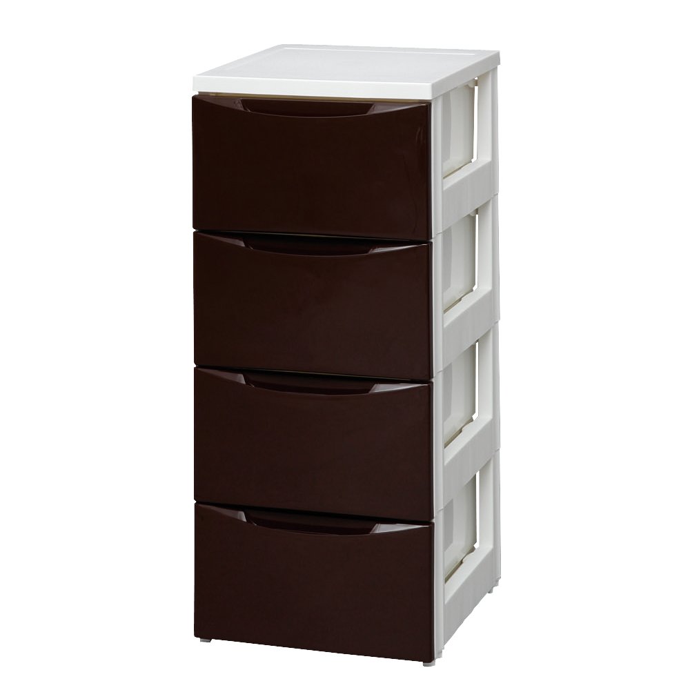 アイリスオーヤマ チェスト 4段 届いてすぐ使える完成品 スリム 幅32.4×奥行41×高さ80.5cm ホワイト/ブラウン 白 プラスチック COD-324 組立不要