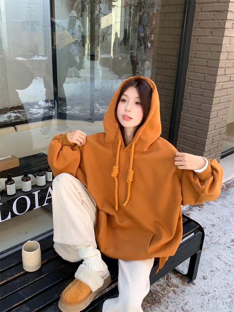 大人っぽ 選べる2タイプ サイズゆったりカジュアルストリートシルエットスリーブ通学学生ファッション系春 パーカー 裹起毛 厚手 上品 2024秋冬 フード付き羽織りスタイルアップ女っぽ きれいめ