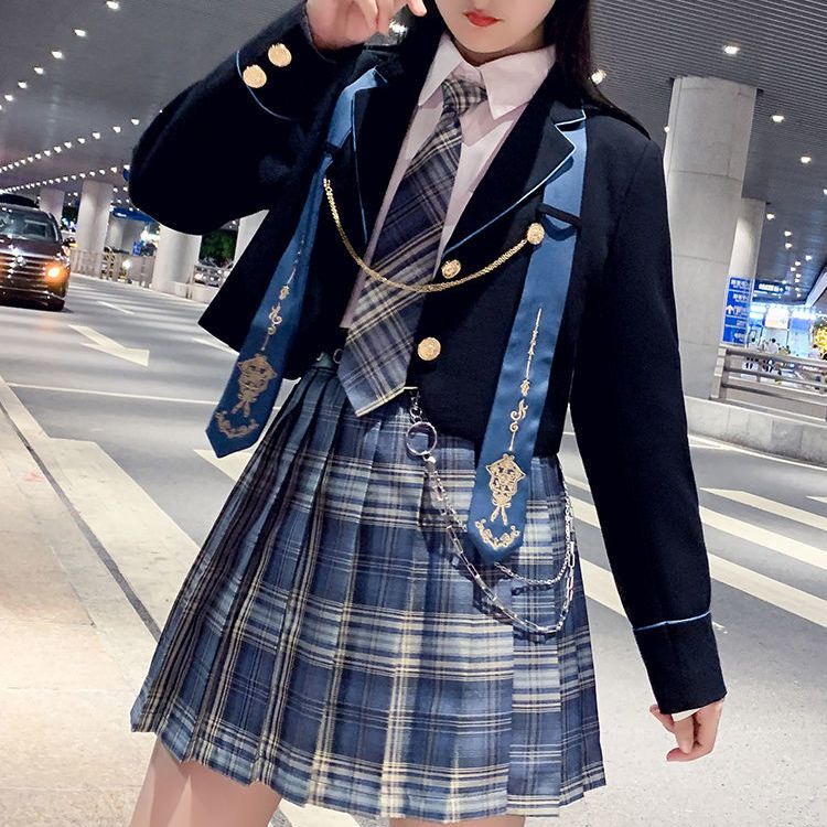 本格JK制服スカート 小さいスーツ 春秋 コート 三角機能 チェック柄スカート 小学生 女児 フルスーツ