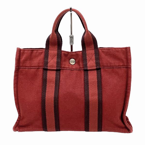 エルメス フールトゥPM コットンキャンバス バッグ ハンドバッグ レディース【中古】