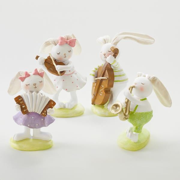 ラビットハッピークラブバンド / うさぎ 置物 ミニ かわいい おしゃれ 音楽