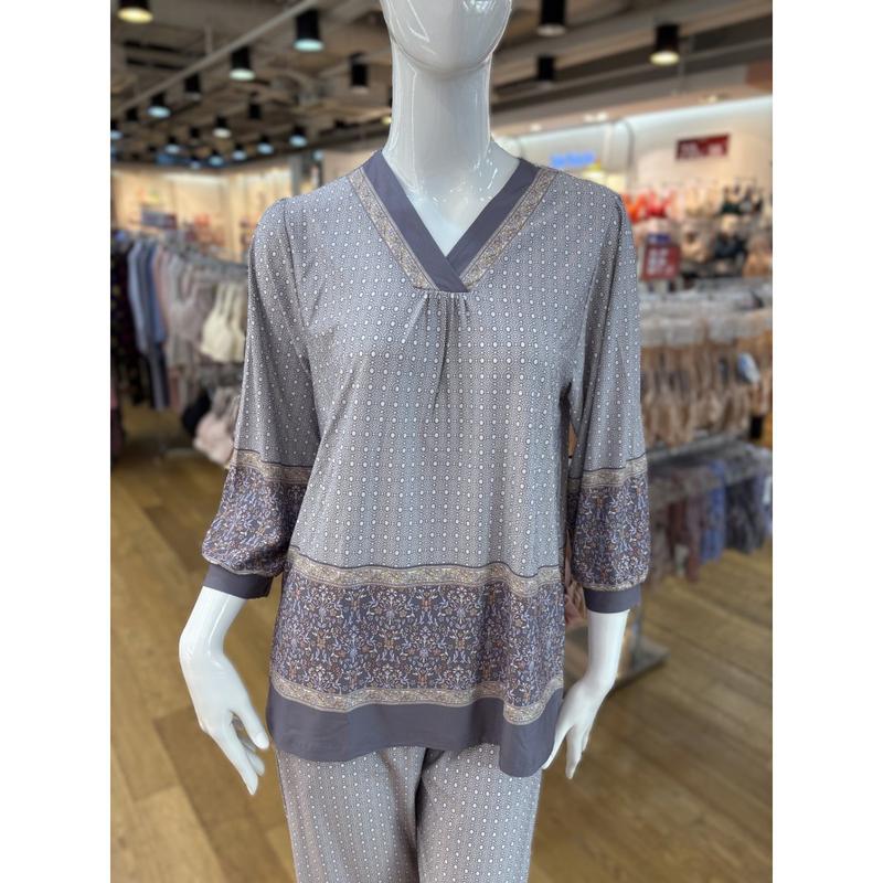 [坡州店] [] 幾何ボーダー捺染ホームウェア トップス OR[VEV3882F]