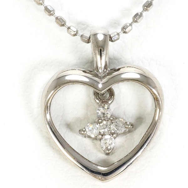 K14 14金 WG ホワイトゴールド ネックレス ダイヤ 約40cm ジュエリー 中古