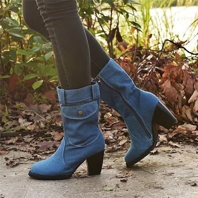 【20点セット】【急速出荷】ブーツ レディース ミドルブーツ シンプル ミドル デニム 黒 ショートブーツ 太ヒール 歩きやすい 38,243円