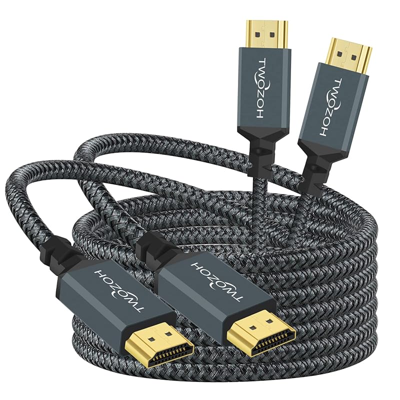 Twozoh 4K HDMIケーブル 5M 2本入りク ナイロン編組HDMI-HDMIコード 18Gbps 3D/4K@60Hz/ 2160P/1080P対応
