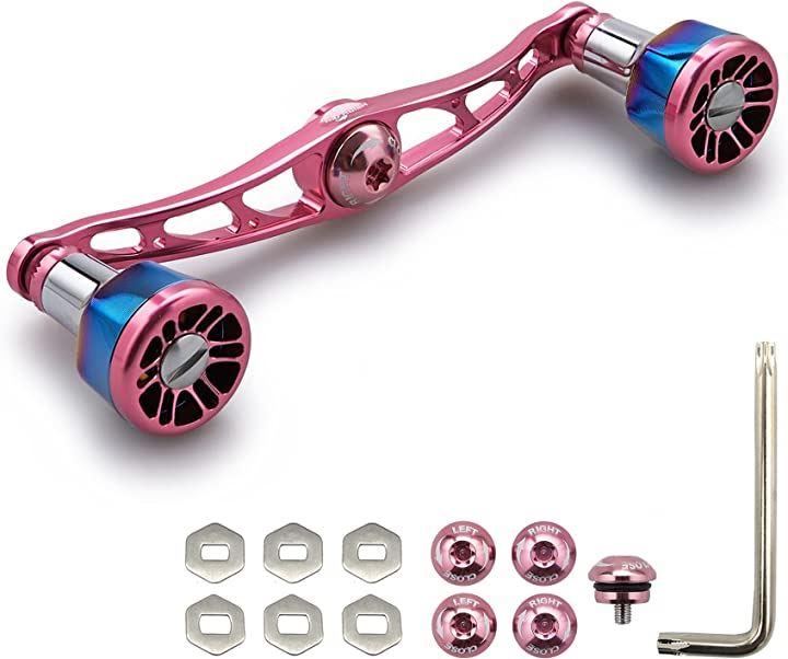 115mm ベイト リール ハンドル 8色 70航空アルミ製 シマノ ダイワ アブガルシア 通用 ベイトリール Black Engine 626(桜ピンク, 115mm)