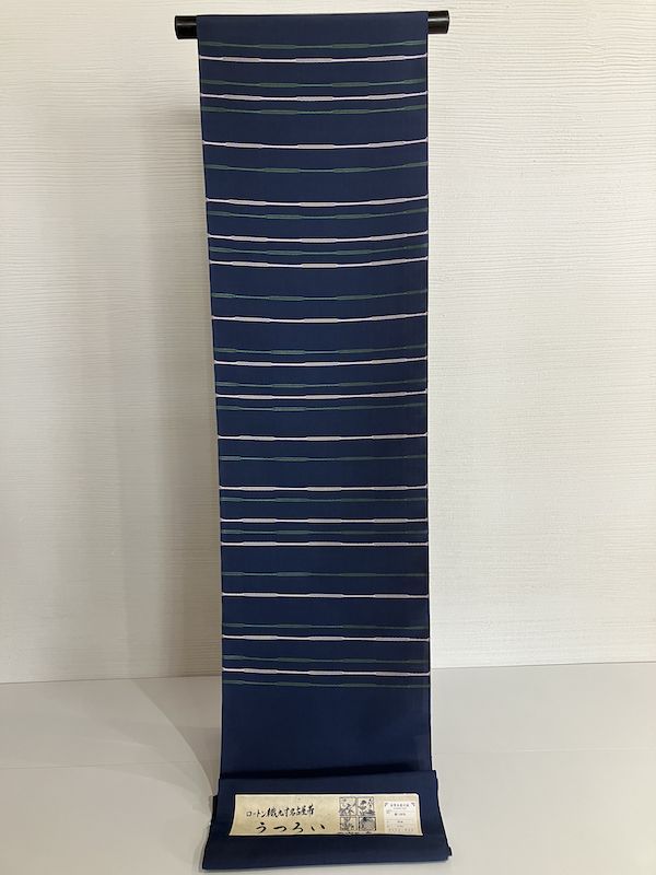 名古屋帯 米沢 野々花染工房 ロートン織うつろい 九寸 (ネイビー) [nagoya0040]