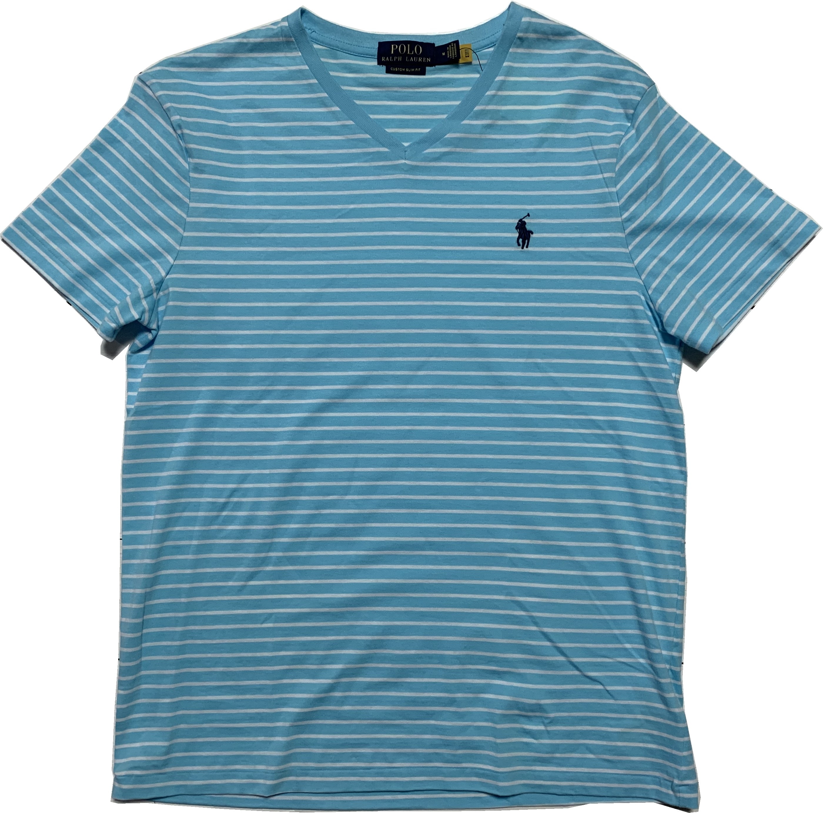 半袖 Vネック ボーダー Tシャツ ブルー メンズ PR2-1195