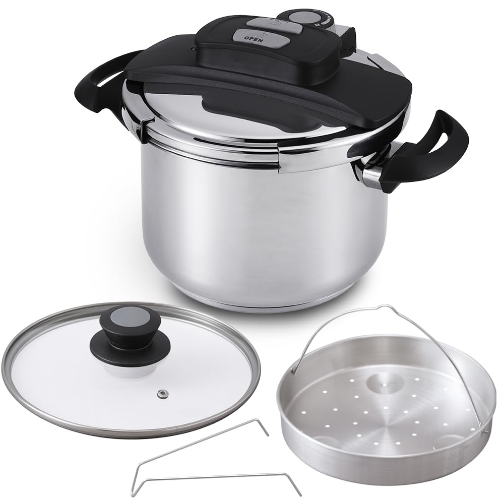 全国送料無料 【光熱費節約・時短】アイリスオーヤマ 圧力鍋 6.0L IH ガス対応 ワンタッチ開閉 【レシピ・ガラスふた付き】 かんたん操作 RAN-6L