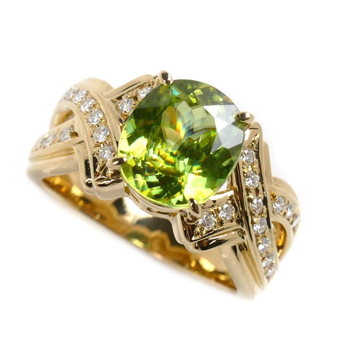TASAKI タサキ K18YG イエローゴールド リング・指輪 スフェーン3.390ct ダイヤモンド0.22ct 15.5号 8.7g レディース 中古