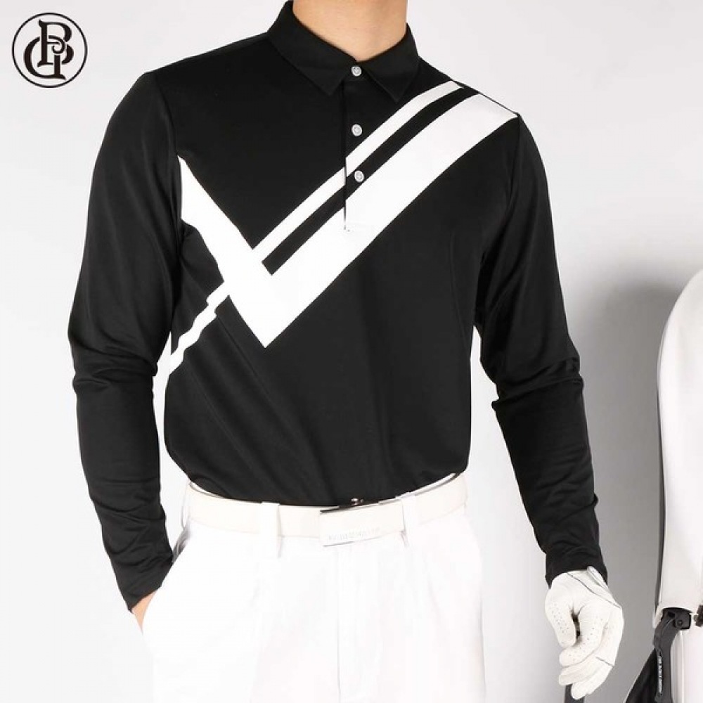 (スーパーマンアウトドア) Givalan B ゴルフカラー T シャツメンズスパン通気性軽量ゴルフ T シャツ長袖 T シャツカラティ機能スポーツゴルフウェアビッグサイズ Zivalan