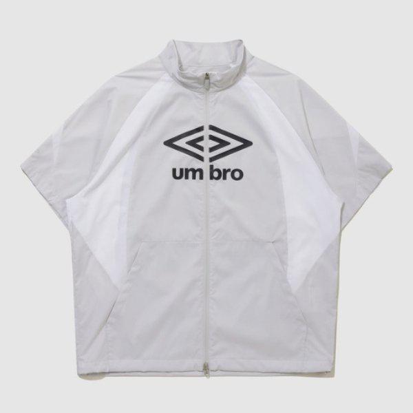 ジャケット CQK UQ221SJK53-WGR ダブルカット ビッグロゴ スタンネック 半袖 ジャケット / WHITE GREY