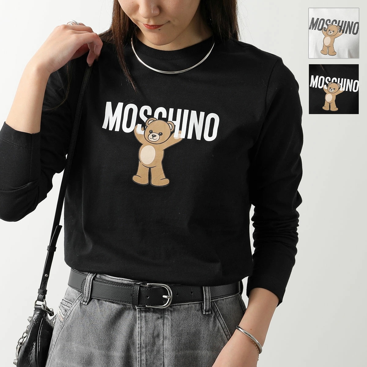 MOSCHINO KIDS モスキーノ キッズ Tシャツ HTO00J LAA10 レディース ガールズ 長袖 カットソー ロゴT テディベア コットン カラー2色