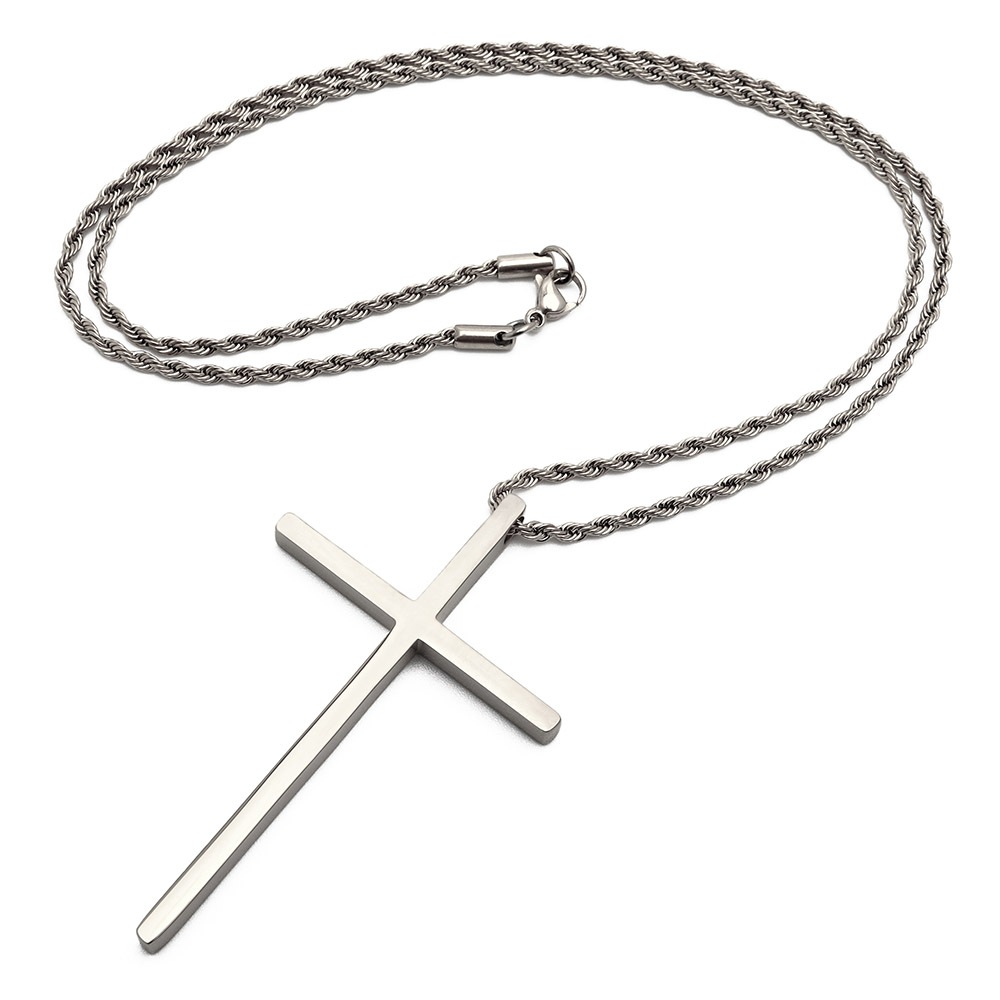 ステンレス クロスネックレス [n517-silver]