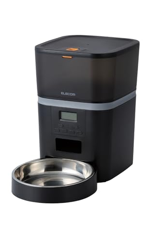 エレコム 自動給餌器 中小型犬 猫用 4L 1皿 タイマー機能付 録音機能付 ブラック PET-AF01BK