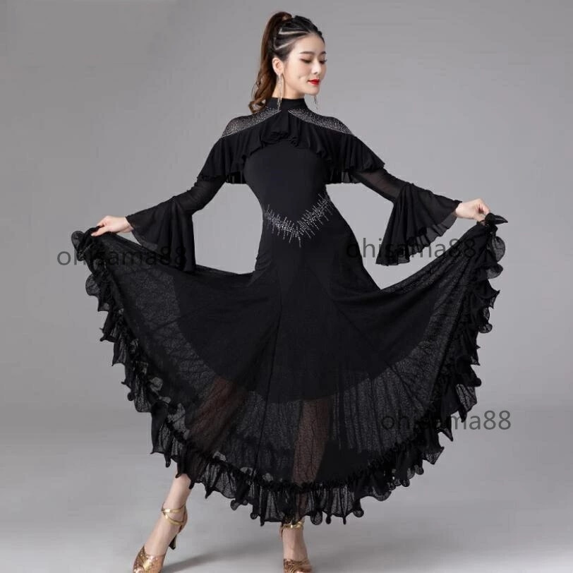 社交ダンスドレス レディース モダンドレス ウェア ステージ ワルツ専用ドレス 競技着 ルンバ サンバ ワンピース 練習服 社交ダンス衣装 ダンスウェア グラデーション タンゴ 優雅 上質 チャチャ