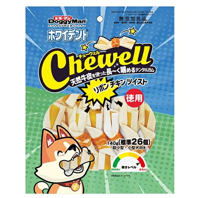 【6個セット】ドギーマンハヤシ ホワイデント CheweLL リボンチキンツイスト 徳用140g(標準26個)