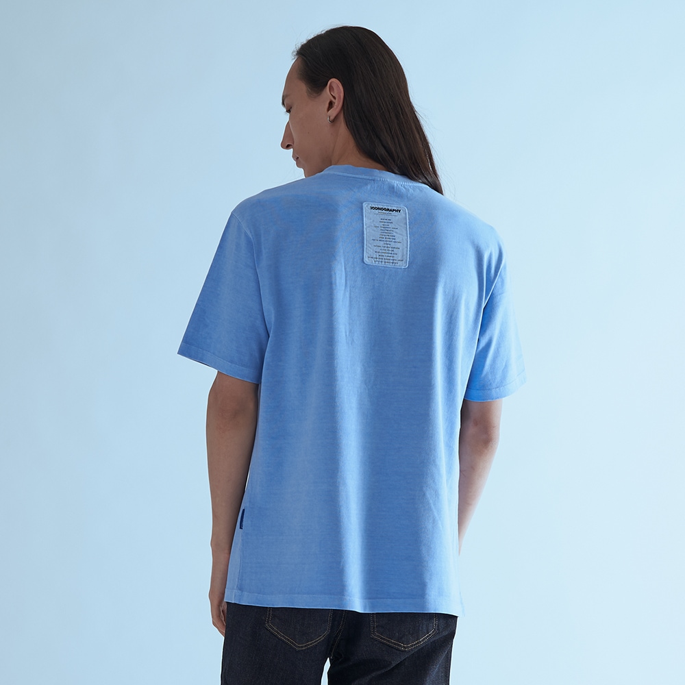 ピグメント ラベル アート 半袖Tシャツ SKBL