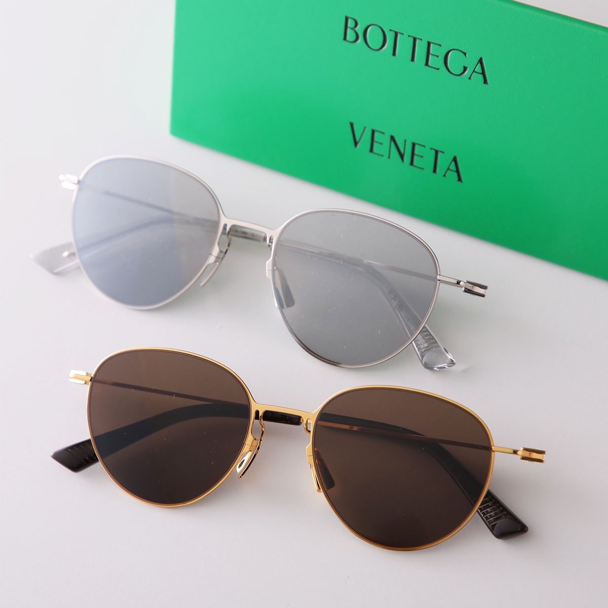 BOTTEGA VENETA ボッテガヴェネタ サングラス BV1268S メンズ ボストン型 メタルフレーム 細フレーム メタルロゴ クリングスタイプ アイウェア カラー2色 30,527円