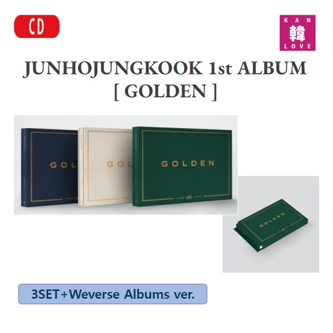 JUNGKOOK 1st 【GOLDEN】 3SET+Weverse Albums ver. アルバム グク BTS 防弾少年団 / 生写真+トレカ