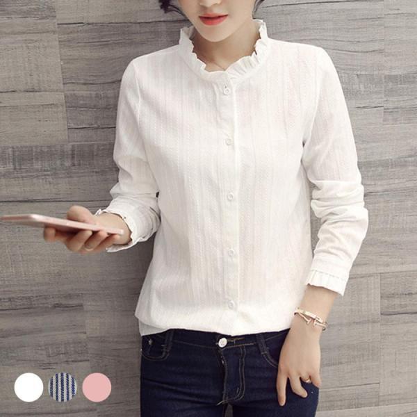 シャツ ブラウス レディース バックフリル 透け 袖フリル フリルハイネック タートルネック ミディアム丈 長袖 薄手 可愛い お洒落 無地