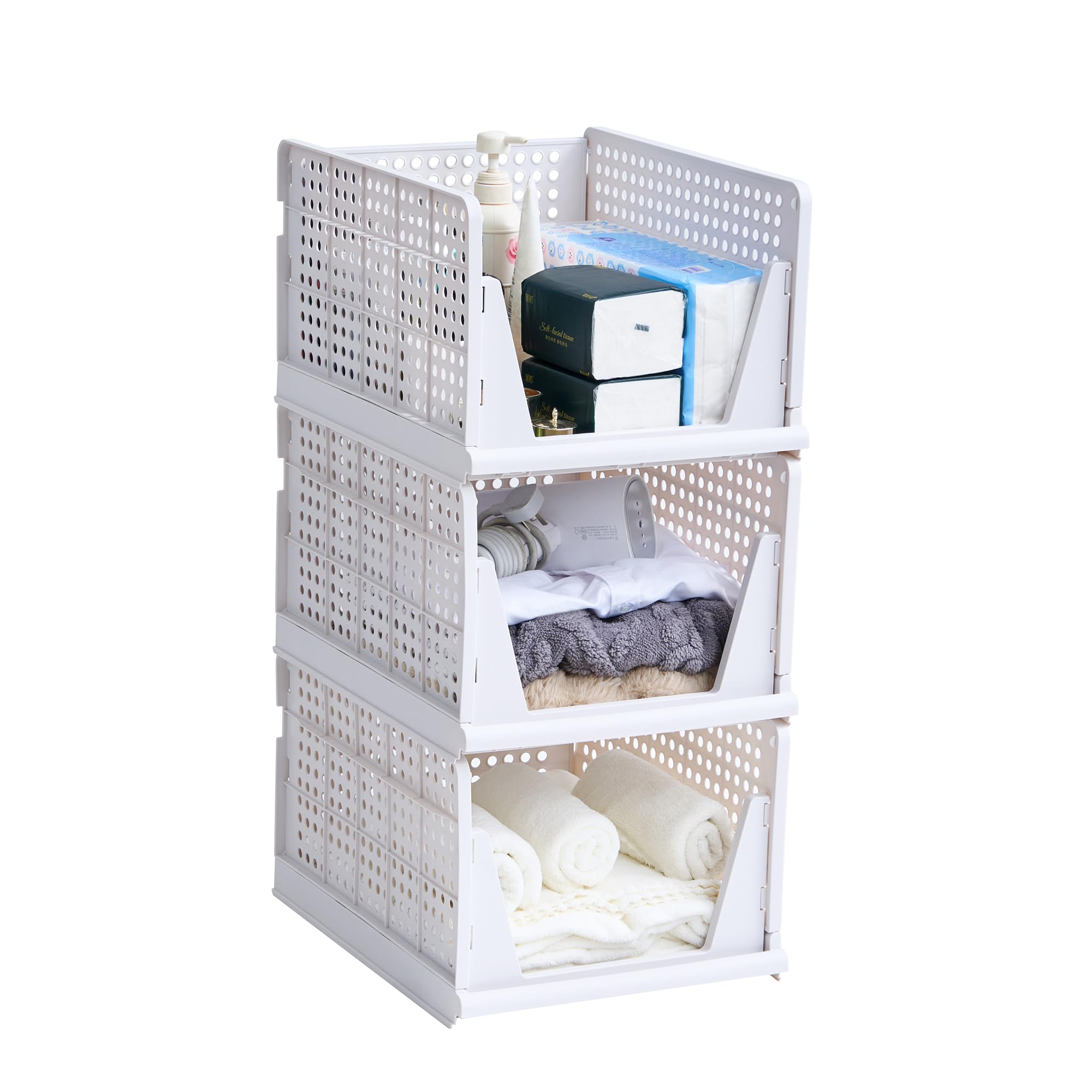 全国送料無料 VECELO 衣装収納ケース 引き出し 幅33×奥行43×高さ25cm 3段 押し入れ収納ケース 折り畳み クローゼット 収納ボックス 積み重ね可能 衣類収納ボックス (XL-3個)
