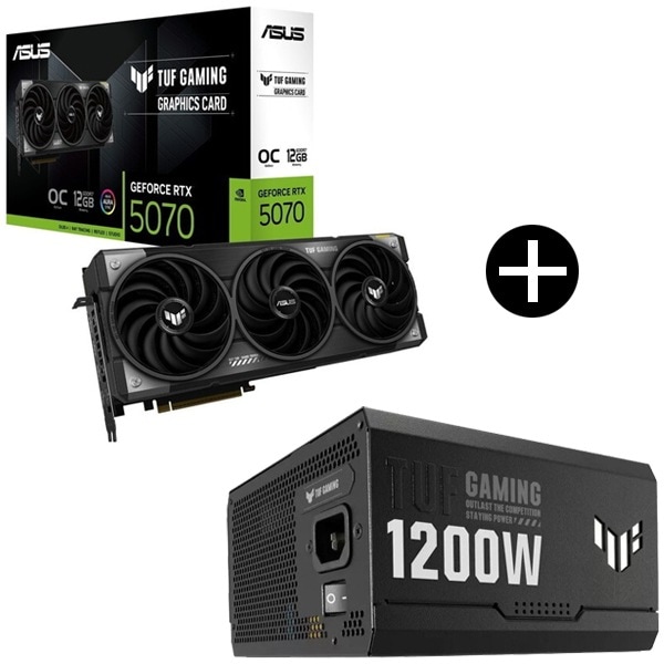 TUF-RTX5070-O12G-GAMING グラフィックカード + TUF-GAMING-1200G ブラック 電源ユニット セット