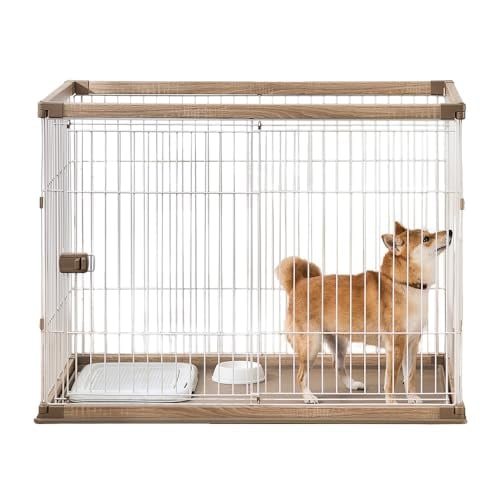 アイリスオーヤマ 犬 サークル ウッディサークル ハイタイプ ライトナチュラル 中型犬用 幅120*