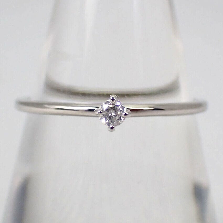 【新品】K18WG ダイヤモンド 四点留め リング 11号[f3-7］