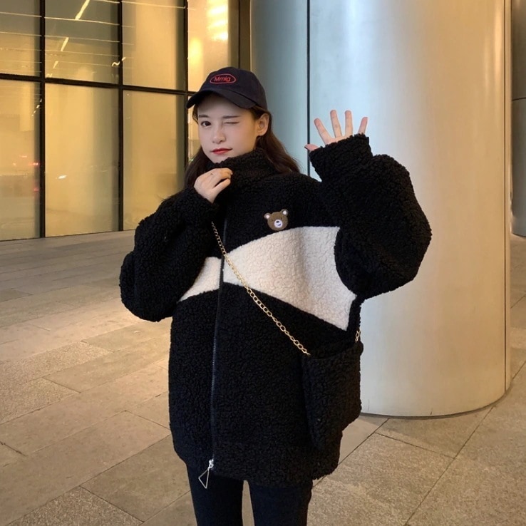 アウター もこもこアウター ボアブルゾン 袖あり 長袖 萌袖 ハイネック もこもこ モコモコ ふわふわ ファスナー かわいい 大人可愛い シンプル カジュアル おしゃれ 大人可愛い 大人女子 こなれ感