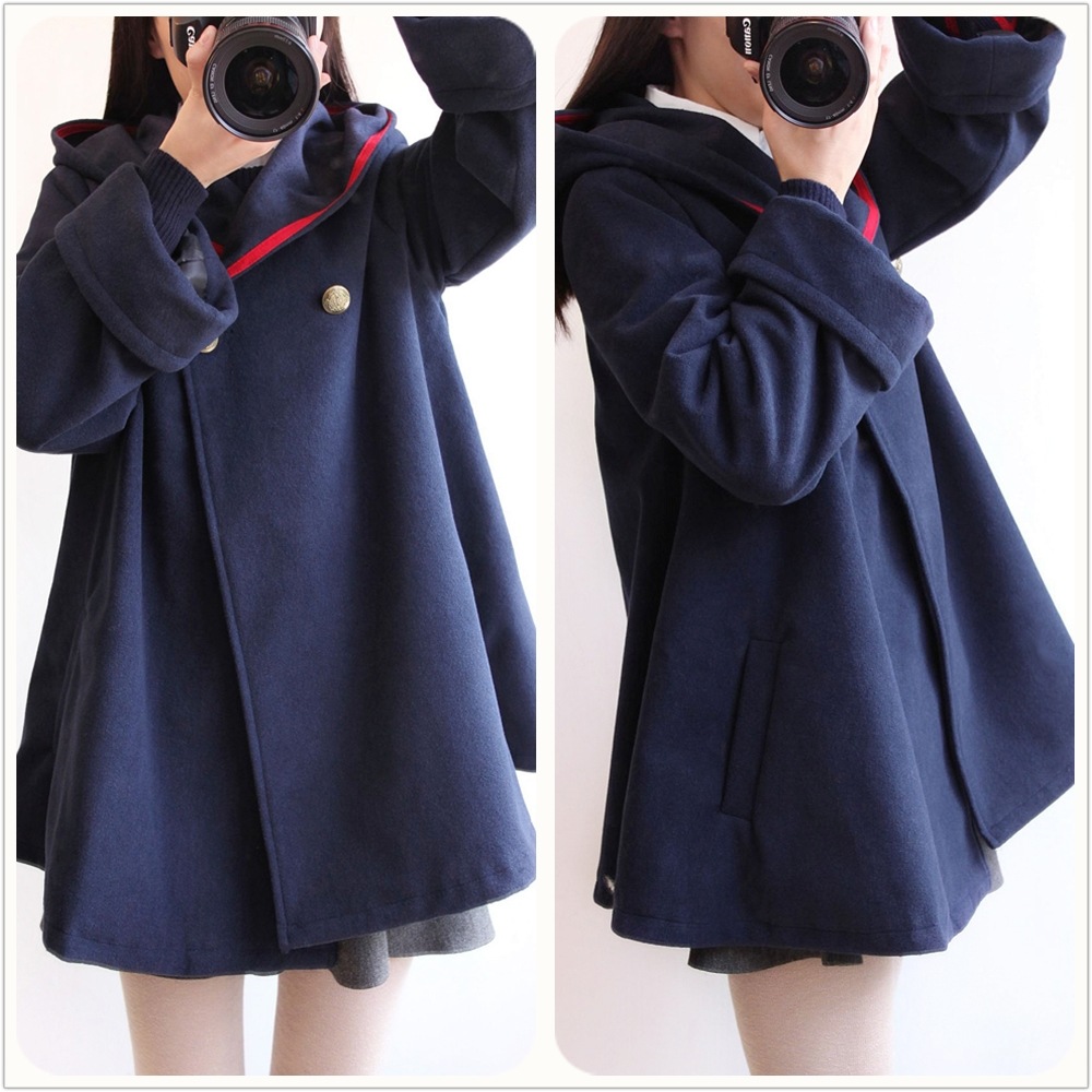 Qoo10] 森ガール ポンチョ コート ウール 長袖 : レディース服