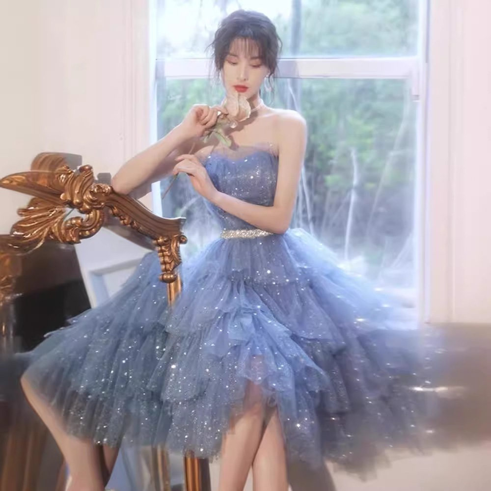 【2枚購入で 3oo円OFF！】プリンセスドレスフェミニンな誕生日パーティーホストスーパーブライズメイドドレス