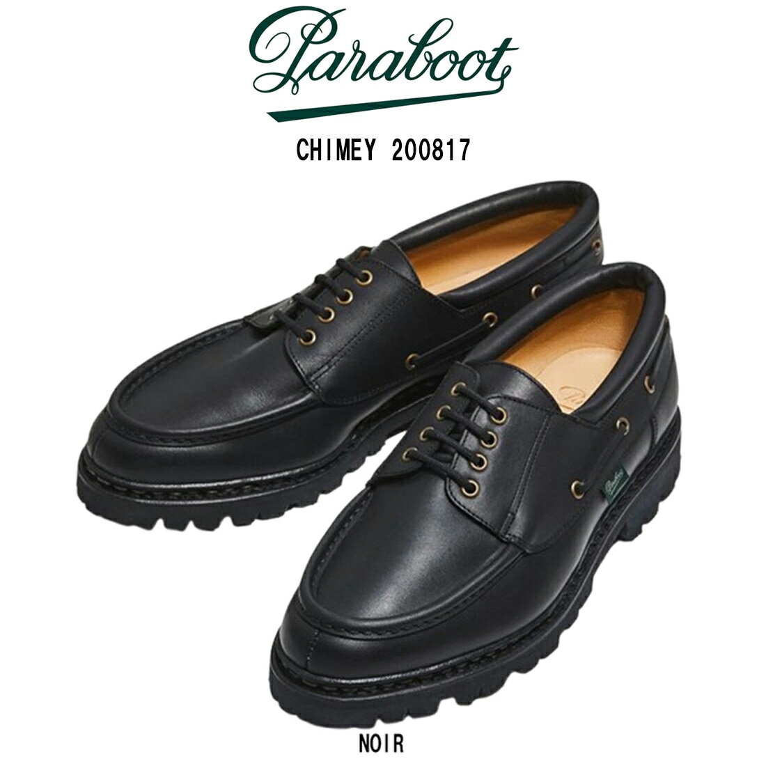 Paraboot デッキシューズ モカシン シューズ 革靴 レザー 牛革 NOIR ブラック 黒 シンプル JANNU メンズ 男性用 靴 シメイ CHIMEY 200817