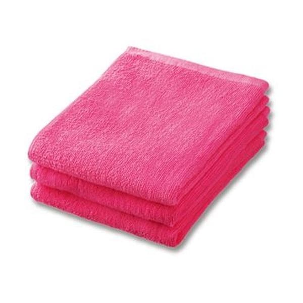 （まとめ）業務用スレンカラーフェイスタオル ピンク 1パック（3枚）[x20セット]