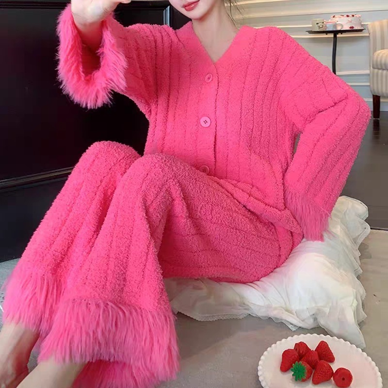 ボア付きフリースルームウェア ピンク 韓国 オルチャン レディース 前開きパジャマ ナイトウェア パジャマ おしゃれ お洒落 ルームウェア もこもこ モコモコ ふわふわ ボア 寝巻き 部屋着 8,282円