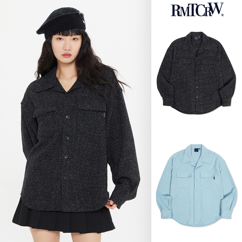 【ROMANTIC CROWN】 OPEN COLLAR TWEED SHIRT