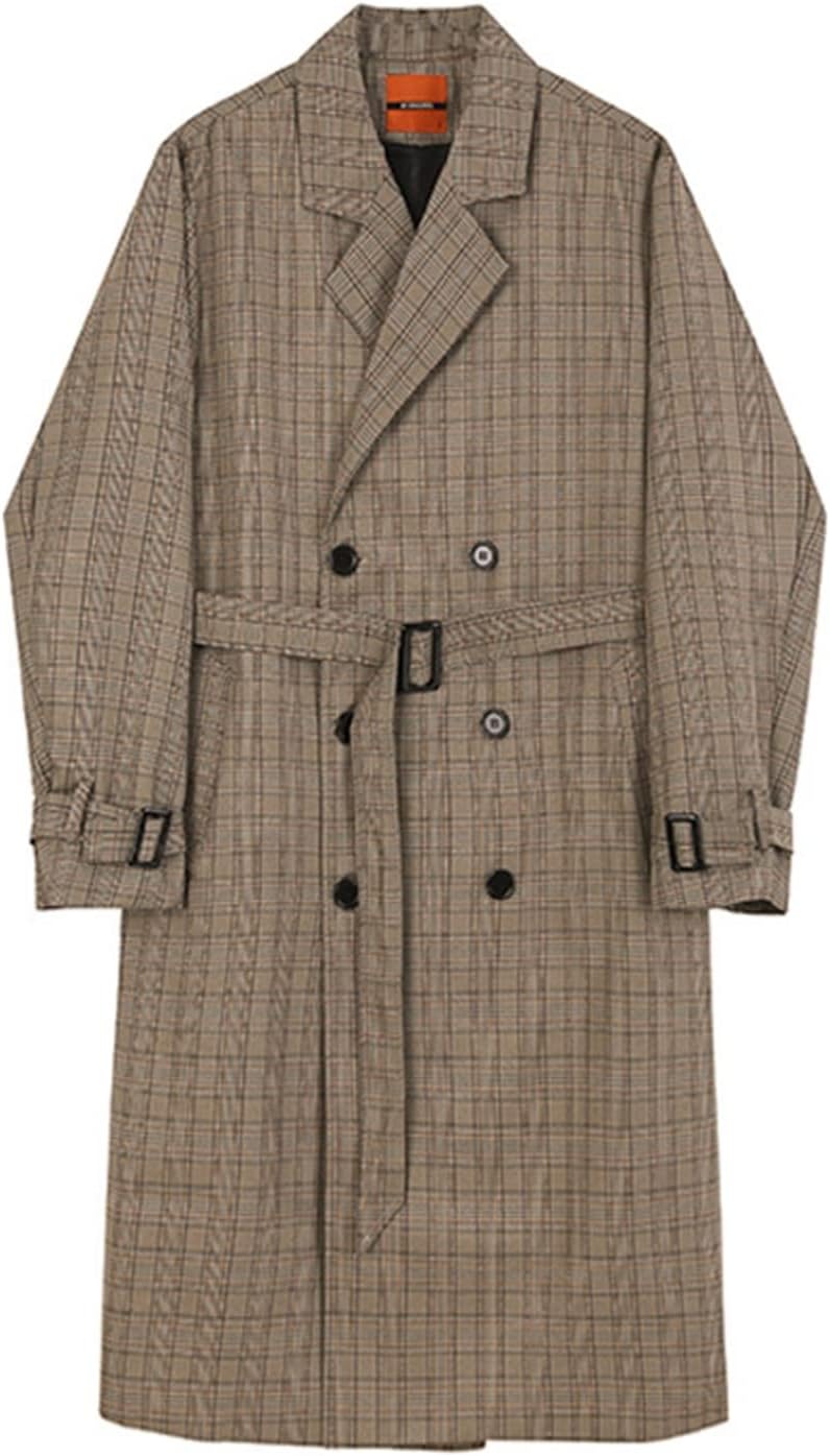 トレンチコート メンズ ロング丈 チェック柄 スプリングコート お洒落 カジュアル ビジネス 春 チェスターコート ダブルブレスト イングランド 薄手 防風 アウター コート かっこいい 男性用 大き