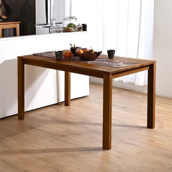 サンフラワーラタン T313KA ダイニングテーブル チーク無垢材 130cm幅 メーカー直送