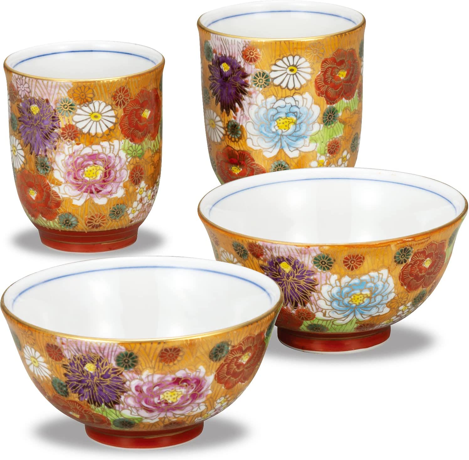 九谷焼 湯呑み ご飯茶碗 ペアセット 花詰　飯椀　睦揃